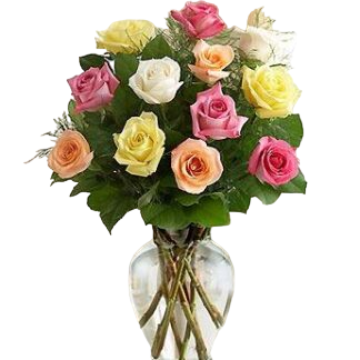 15 multi-colored roses | Flower Delivery Novosibirsk