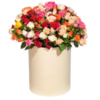 Mixed roses in a hatbox | Flower Delivery Novosibirsk